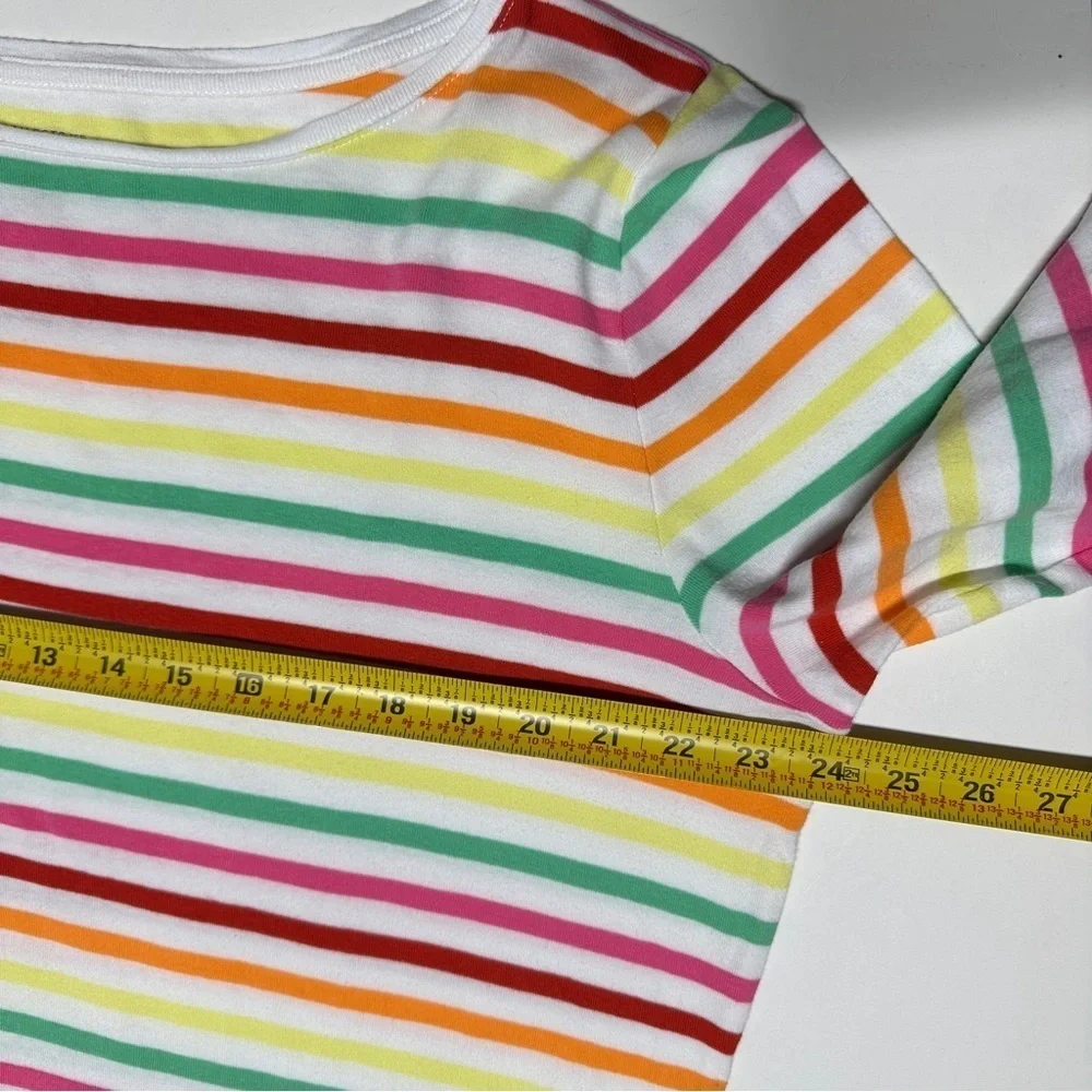 Talbots Womens Cotton Bateau Neck Sonora Stripe 3/4 Sleeve Tee Colorful Size XL - Picture 7 of 9
